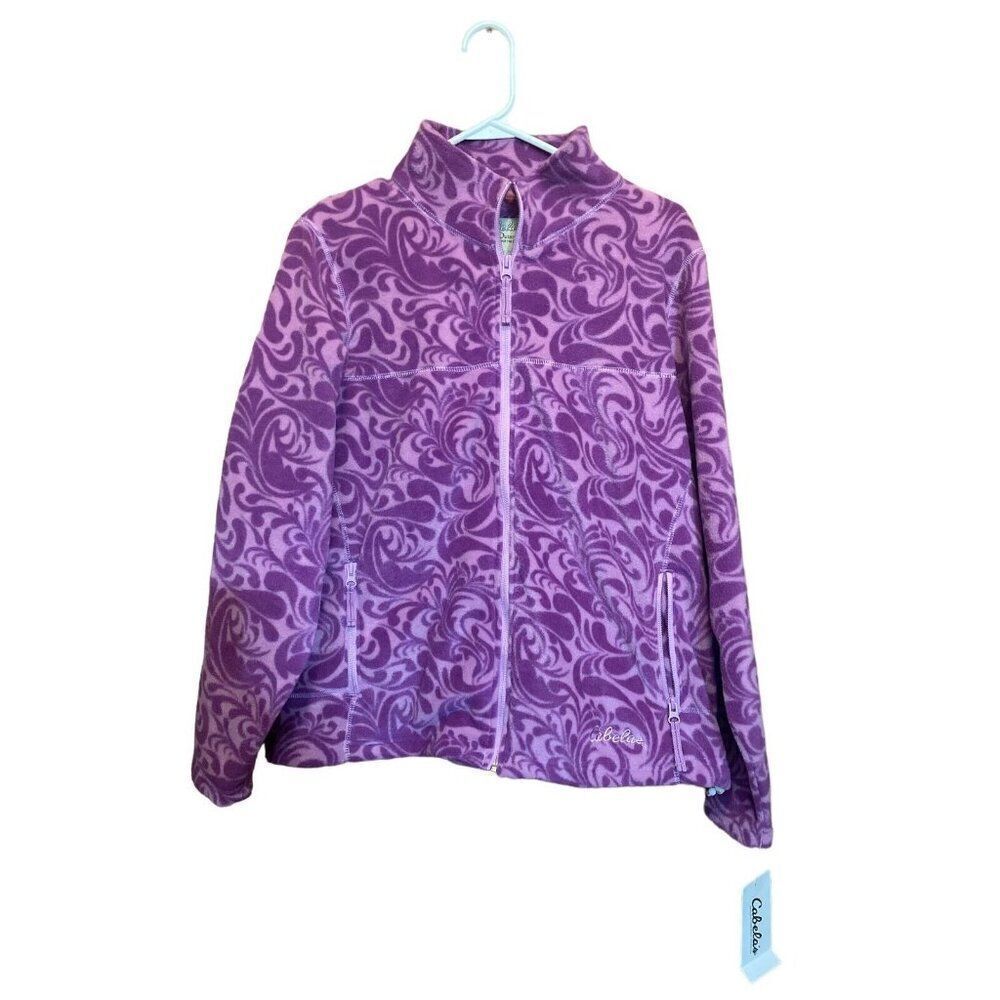 NEW Cabelas Womens Fleece Snake River Jacket Purple Scroll XL Full Zip /Pockets